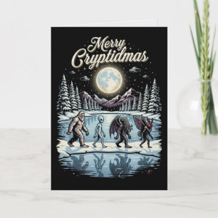 Kryptiden-Weihnachts-Karten Bigfoot Alien Mothman Karte