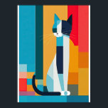 Kryptische Cat Pop Art Poster<br><div class="desc">Ein wunderbar eigenartiges Porträt einer geheimnisvollen Katze, die sich in den geschmackvoll gestalteten Hintergrund einfügt. Das perfekte Stück Mauerkunst für feline Bewunderer aller Streifen.</div>