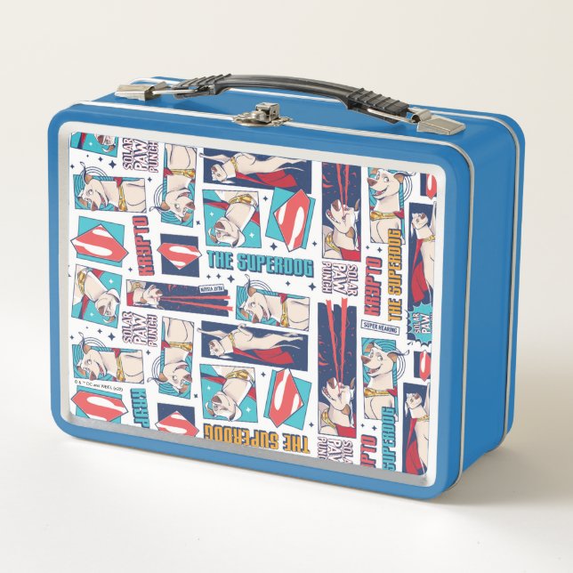 Krypto Comic Panel Muster Metall Brotdose (Vorderseite)