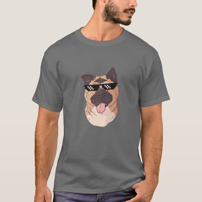 Krypto Doge Akita Shib-Münzen halten am Mond T-Shirt (Vorderseite)