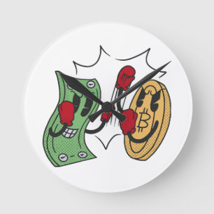 Krypto Fight Club Runde Wanduhr