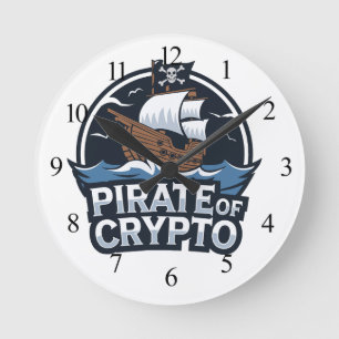 Krypto-Pirat Runde Wanduhr
