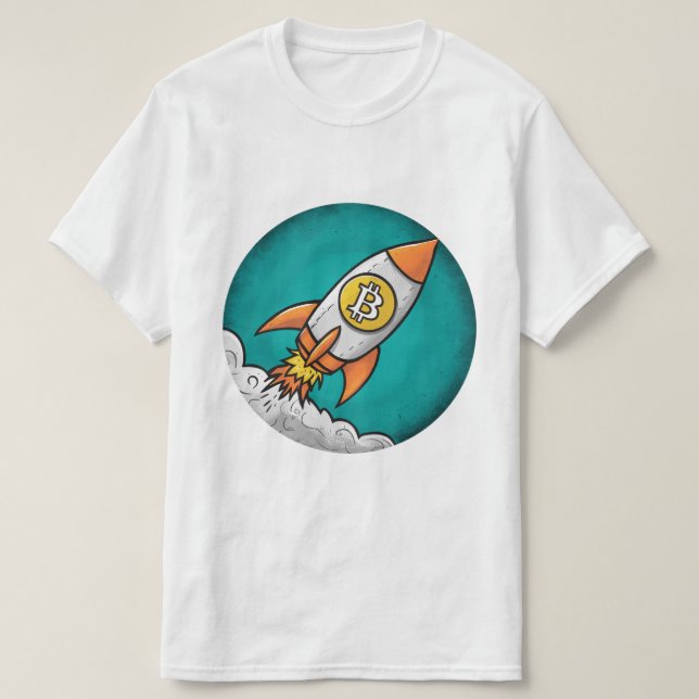 Krypto-Rakete: Bitcoin zum Mond! T-Shirt (Design vorne)