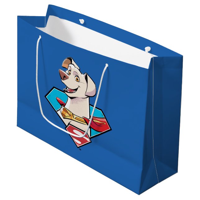 Krypto S-Shield Graphic Große Geschenktüte (Vorderseite Schrägansicht)