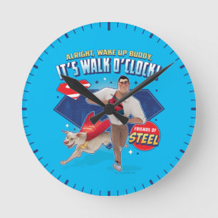 Krypto & Superman - Es ist Walk O'Clock! Runde Wanduhr