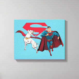 Krypto und Superman Leinwanddruck