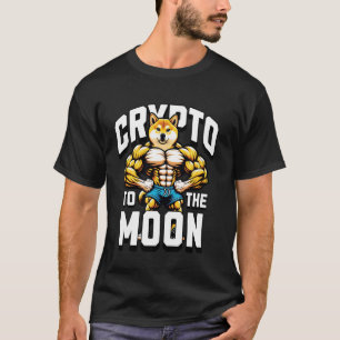 Krypto zum Mond Shiba kräftige Muskeln Intelligent T-Shirt