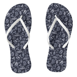 Kryptowährung Blaues Geld Muster Flip Flops