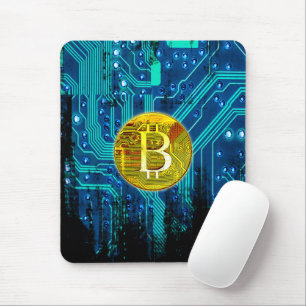 Kryptowährungs-Bitcoin und Schaltpult Mousepad