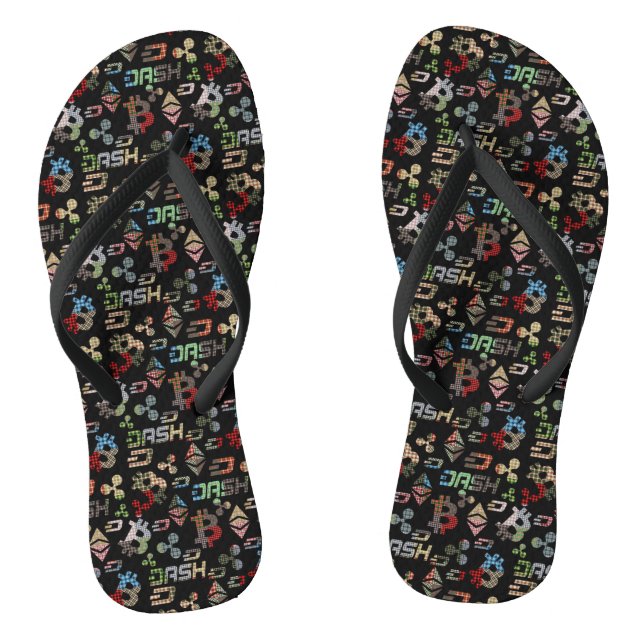 Kryptowährungs-farbiges Money-Muster Flip Flops (Fußbett)