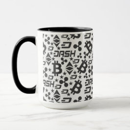 Kryptowährungs-Schwarz-Weiß-Muster Tasse