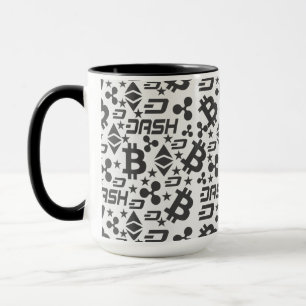 Kryptowährungs-Schwarz-Weiß-Muster Tasse