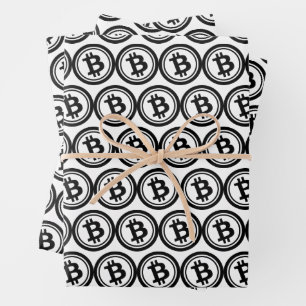 Kryptowährungsmuster mit Bitcoin Geschenkpapier Set