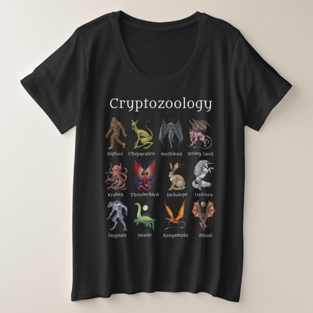 Kryptozoologie Kreaturen Große Größe T-Shirt (Design vorne)