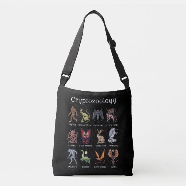 Kryptozoologie Kreaturen Tragetaschen Mit Langen Trägern (Vorderseite)