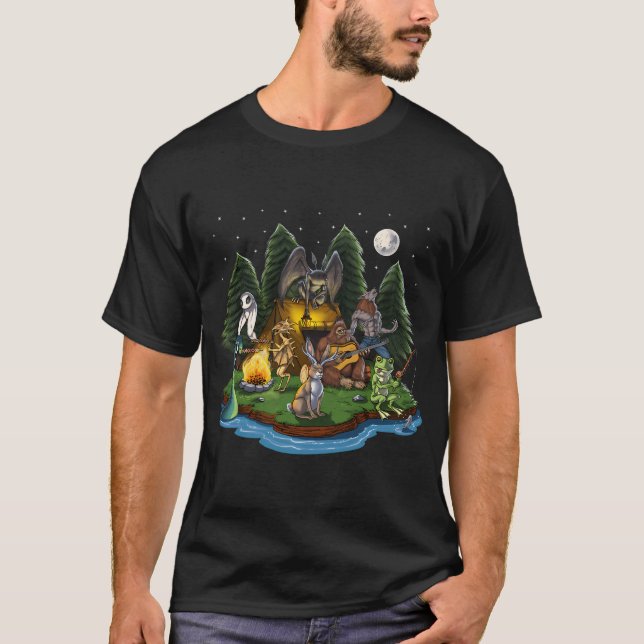 Kryptozoologie Kryptide Camping T-Shirt (Vorderseite)