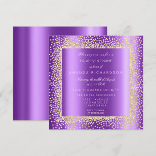 Krystal Champaigne Gold Glitter Konfetti Lila Einladung
