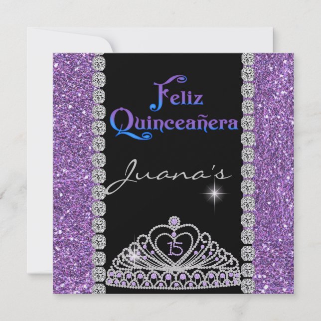 KRYSTALLE QUINCEANERA LILA EINLADUNG (Vorderseite)