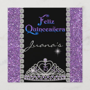 KRYSTALLE QUINCEANERA LILA EINLADUNG