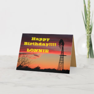 Ks Firey Windmill Sunset Carte de voeux d'annivers