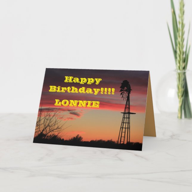 Ks Firey Windmill Sunset Carte de voeux d'annivers (Devant)