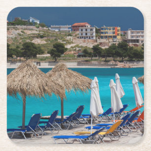 Ksamil, Strandpromenade Rechteckiger Pappuntersetzer