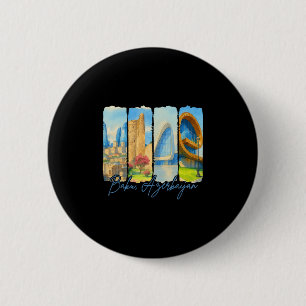 Ku Aserbaidschan Reisereise Pinselstrich Souvenir  Button