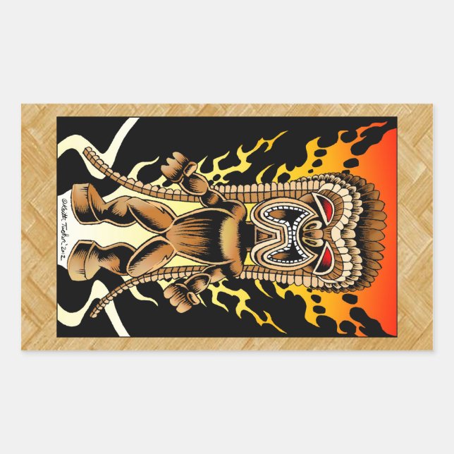 Ku, Hawaiian Tiki God Rechteckiger Aufkleber (Vorderseite)