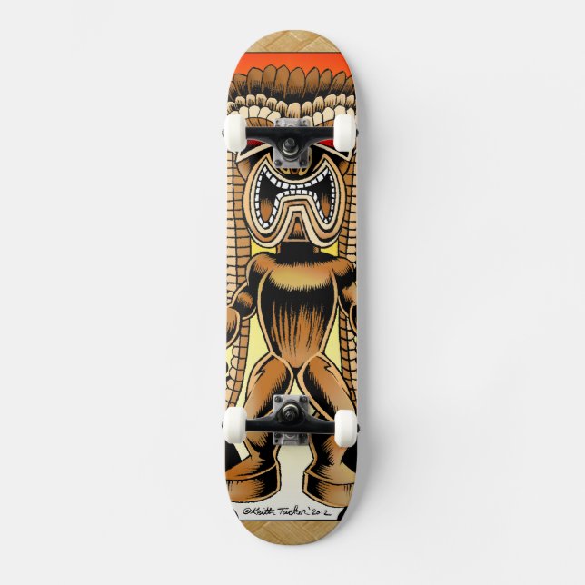 Ku, hawaiischer Tiki Gott Skateboard (Vorderseite)
