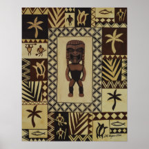 Ku Tiki Hawaiian God God of War Petroglyph Poster
