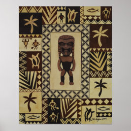 Ku Tiki Hawaiian God God of War Petroglyph Poster