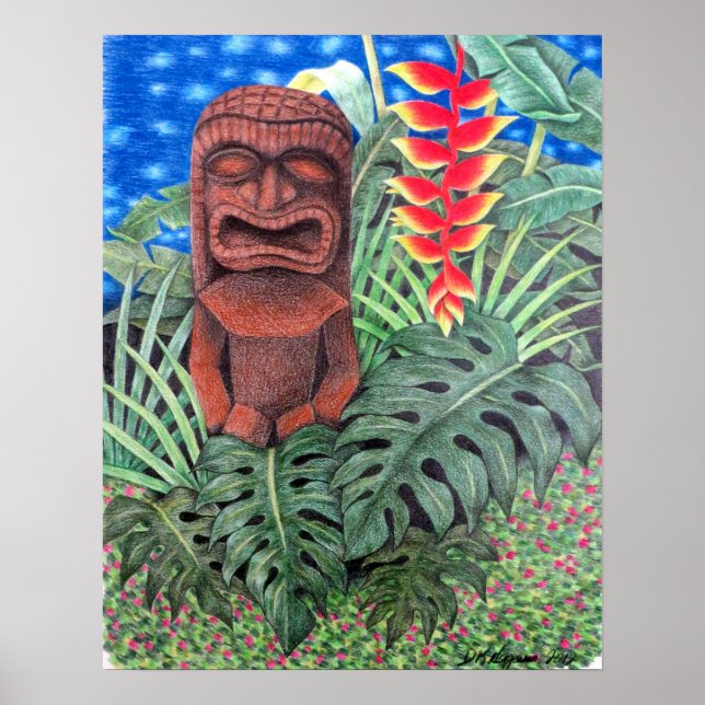 Ku Tiki Hawaiian God of War Jungle Poster (Devant)