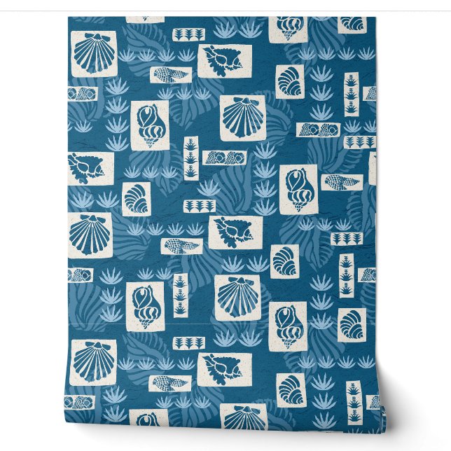 Kua Bay Hawaiian Undersea Muscheln - Indigo Blue Tapete (Abrollen)
