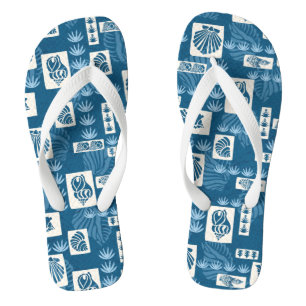 Kua Bay Hawaiian Undersea Muscheln - Indigo Flip Flops