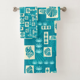Kua Bay Hawaiian Undersea Muscheln Koordinieren Aq Badhandtuch Set