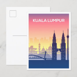 Kuala Lumpur Malaysia Art Travel Illustration Postkarte