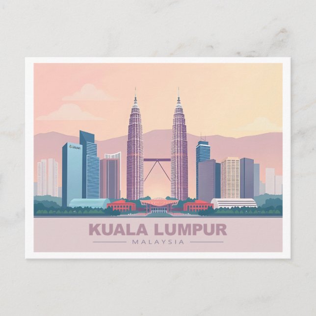 Kuala Lumpur Malaysia Pastel Travel Postkarte (Vorderseite)