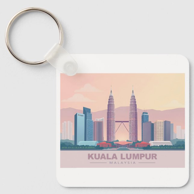 Kuala Lumpur Malaysia Pastel Travel Schlüsselanhänger (Vorderseite)