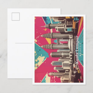 Kuala Lumpur Malaysia Pop-Art-Reiseillustration Postkarte