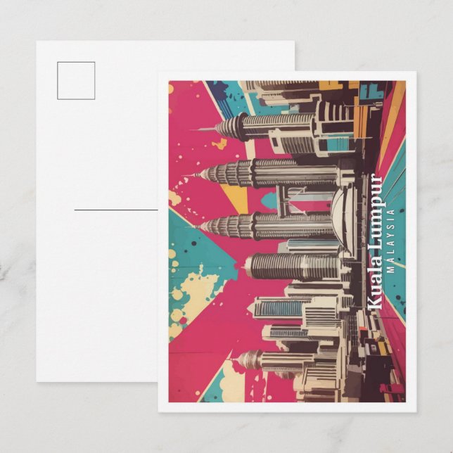 Kuala Lumpur Malaysia Pop Kunst, Dichtung und Musi Postkarte (Vorne/Hinten)