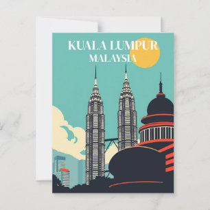 Kuala Lumpur Malaysia Retro City Postkarte