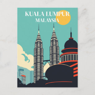Kuala Lumpur Malaysia Retro-Stadtansicht Postkarte