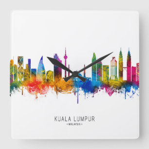 Kuala Lumpur Malaysia Skyline Quadratische Wanduhr