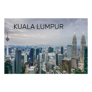 Kuala Lumpur Malaysia Skyline Vintag Souvenir Poster