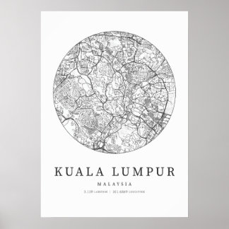 Kuala Lumpur Malaysia Street Layout Karte Poster