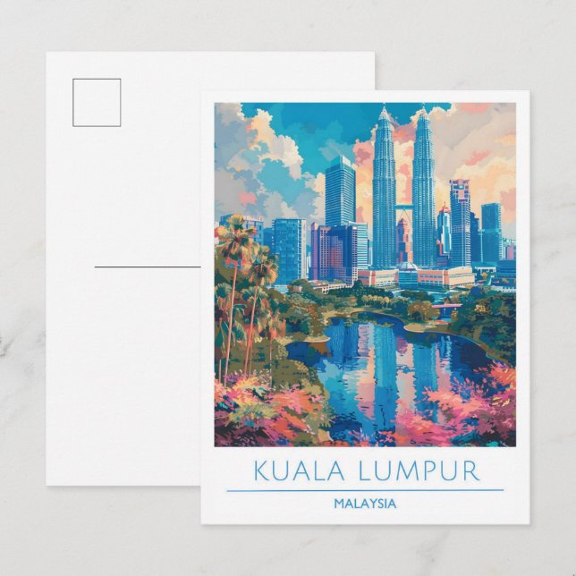 Kuala Lumpur Malaysia Vintage Travel Postkarte (Vorne/Hinten)