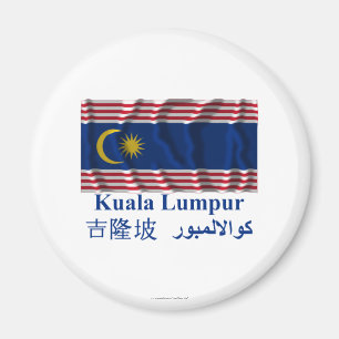 Kuala Lumpur schwenkende Flagge mit Namen Magnet