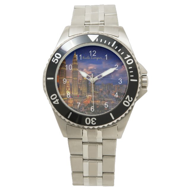 Kuala Lumpur Skyline in der Nacht Armbanduhr (Vorderseite)