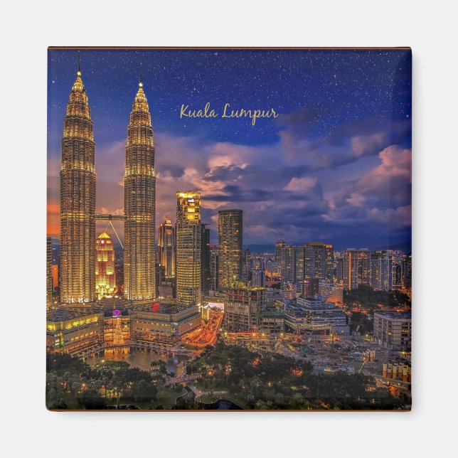 Kuala Lumpur Skyline in der Nacht Magnet (Vorne)