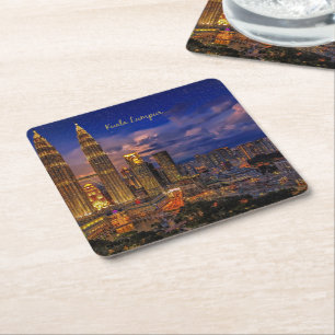 Kuala Lumpur Skyline in der Nacht Rechteckiger Pappuntersetzer